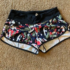lululemon athletica Women's Athletic Shorts - Black with Pink & Green Print